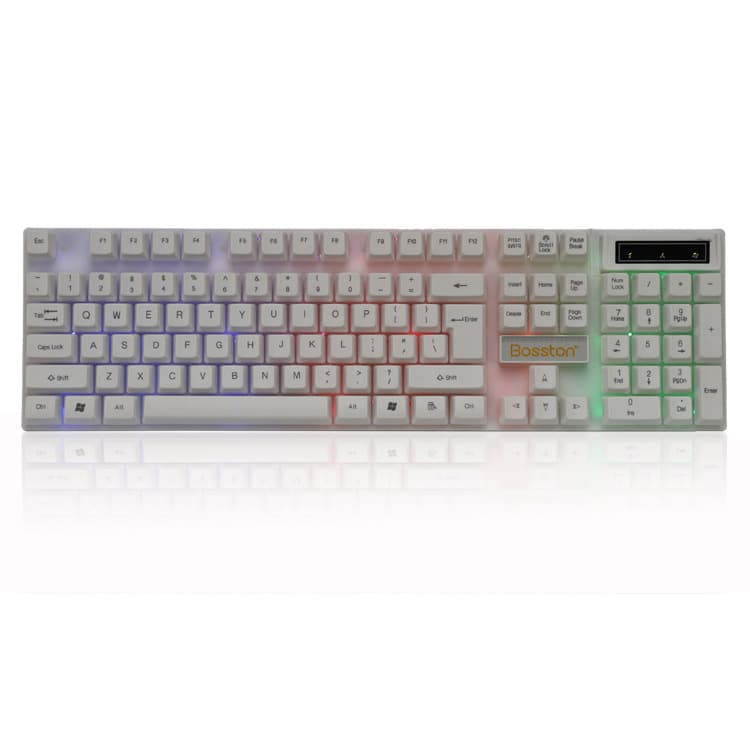BOSSTON K310 Office 7-Color Backlit Keyboard Gaming Keyboard USB Wired Gaming Keyboard