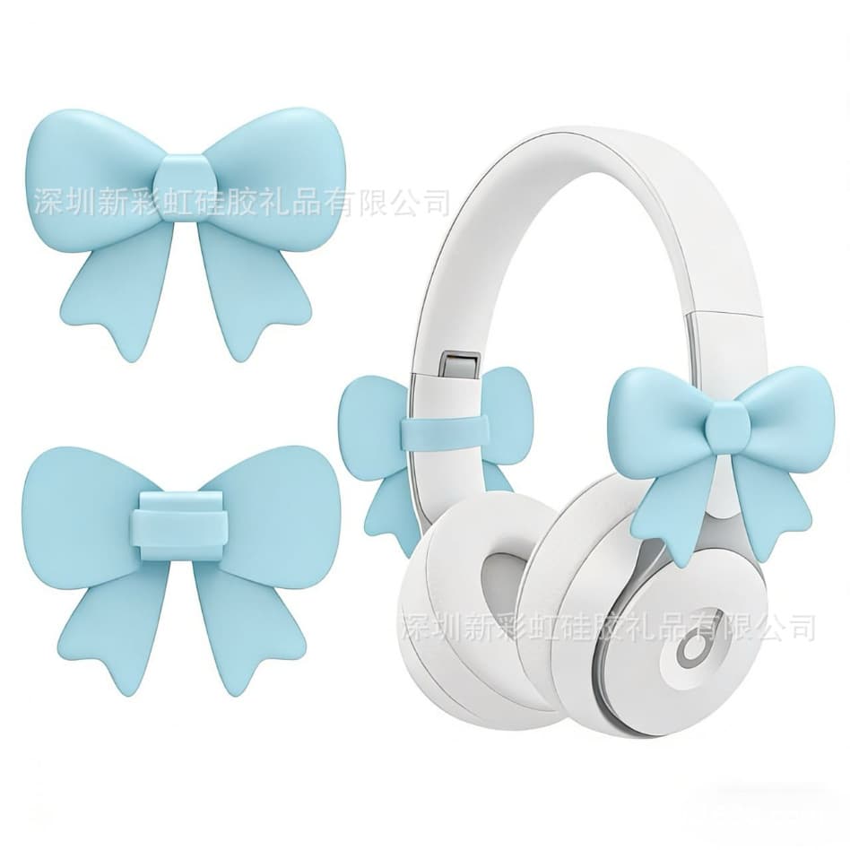Cross-Border Hot Selling Computer Gaming Headset Headband Earphone Decorative Silicone Bow Headphone Decoration
