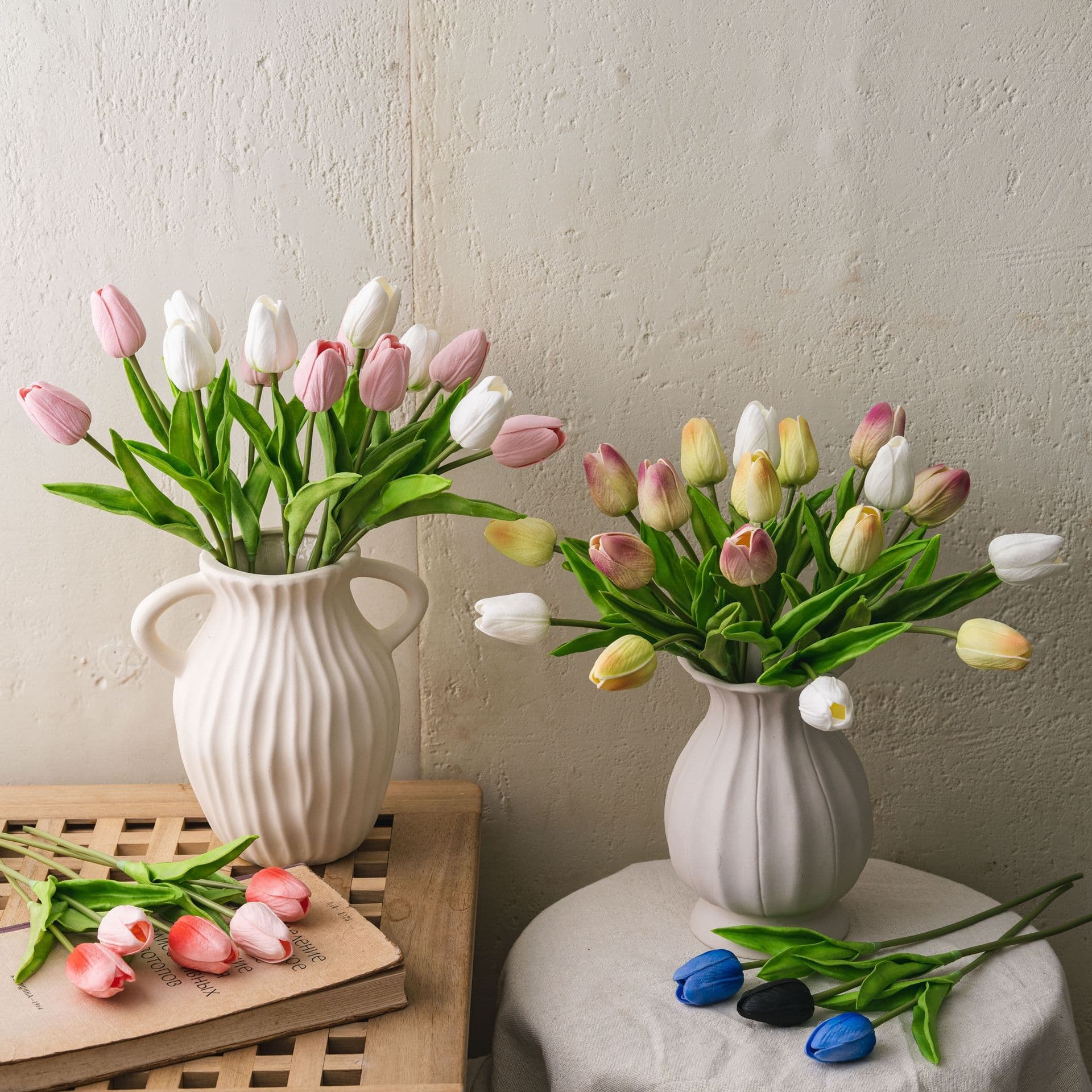 Mini Tulip Cross-Border Artificial Flowers Amazon Wish Wedding Decorations Ins Style Rose Artificial Flowers Manufacturer