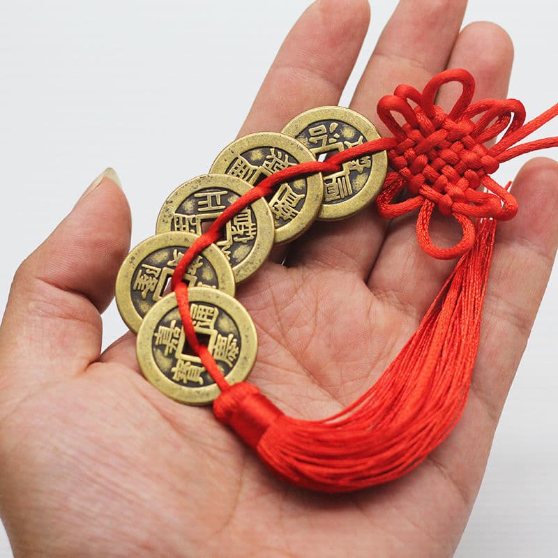 Thickened Pure Copper Coins Five/Six Emperor Coins Pendants, Chinese Knot Antique Coin Pendants, Thickened 2.58 Copper Coins