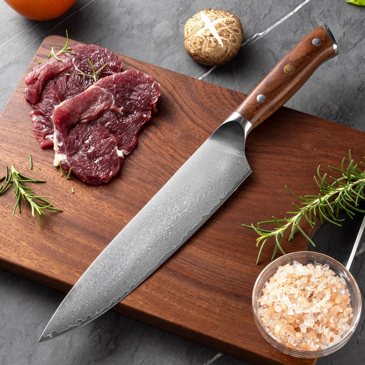Damascus Steel Kitchen Knife, Western-Style Chef's Knife, Meat Cutting Knife, Chef's Knife, Kitchen Cooking Knife, Patterned Steel Knife, Kitchen Knife