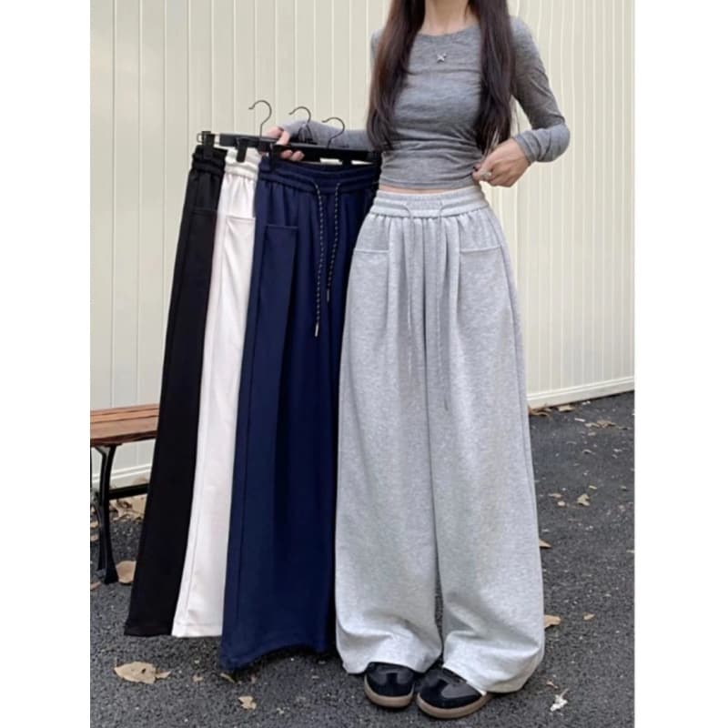 White Wide Leg Pants Loose Drapey Casual Women's Autumn Straight Leg Floor-Length Trousers Comfortable Long Trousers