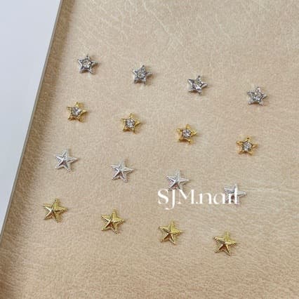 Internet celebrity Japanese five-pointed star alloy manicure accessories real gold color-preserving electroplated starfish nail decorations