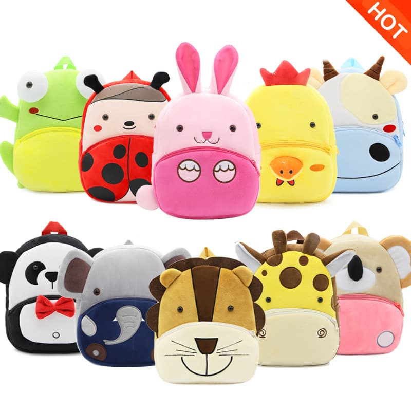 Adorable viral zoo-themed cartoon plush backpack for kids, factory direct school bags.
