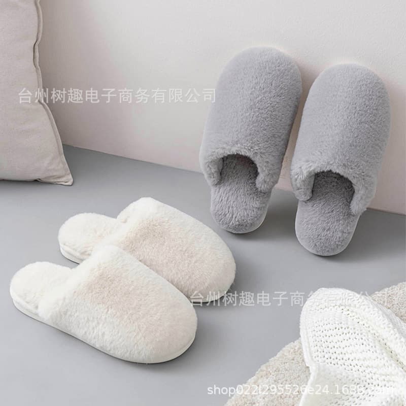 Women's Cotton Slippers Home Shoes Wool Winter Indoor Household Anti-slip Fleece-lined Warm Men's Spring Autumn