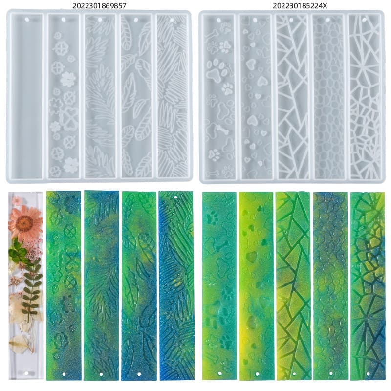 Seven Fresh Wonderful diy Crystal Glue Dropping Bookmark Mold Leaf Cat's Claw Love Flower Square Full Edition Bookmark Silicone Mold