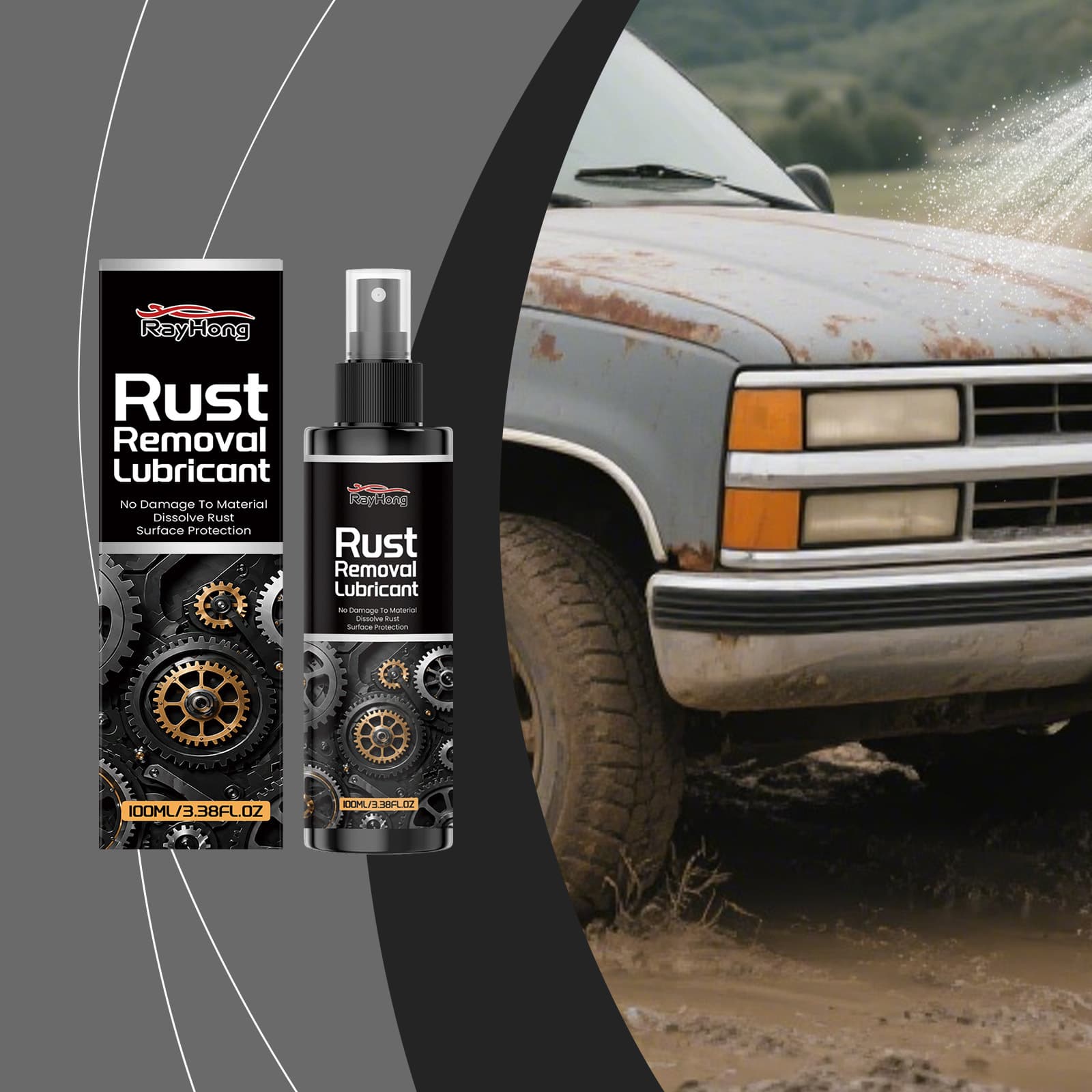 RAYHONG Rust Removal Spray for Car Metal Parts, Stain Cleaning, Polishing, Daily Renovation Care Spray