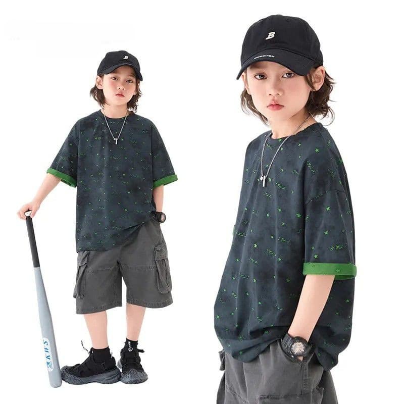 Children's Summer Short-Sleeve T-Shirt for Boys 2026 New Arrival Round Neck Medium and Large Size Kids' T-Shirt Half Sleeve Korean Style