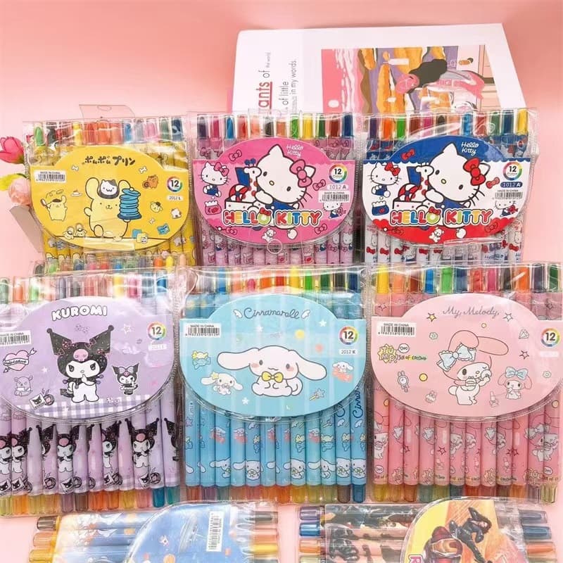 Cartoon Cute 2012-12 Color Creative Rotating Crayon Drawing Stationery Kindergarten Children's Long Drawing Crayon