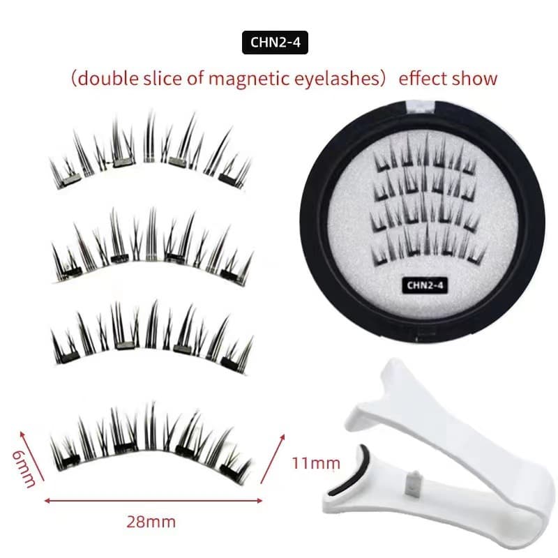 Cross-Border Trade 4-Pack Magnetic Eyelashes, Long, Thick, Delicate, Soft, Natural-Looking False Eyelashes