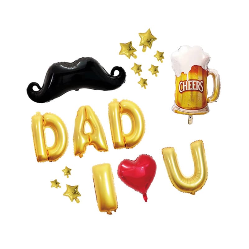 Mother's Day and Father's Day decorative balloon set 16-inch mom dad gold letter balloon lips and mustache balloon