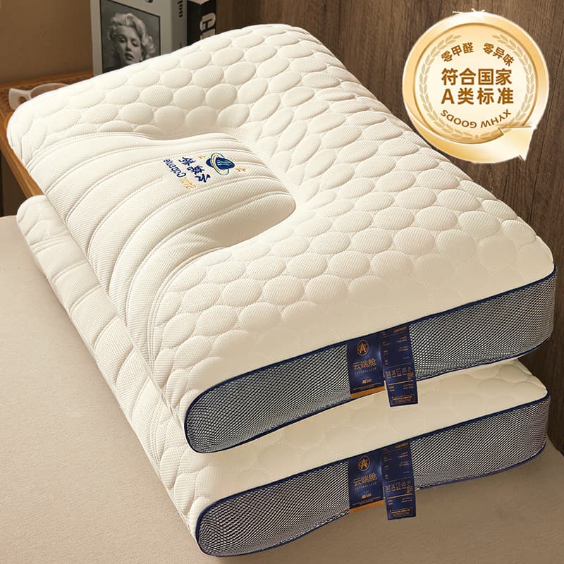 Cloud Cabin Pillow Space Capsule Pillow Core Antibacterial Massage Pillow Pair for Home Hotel Dormitory Student Cervical Spine Protection