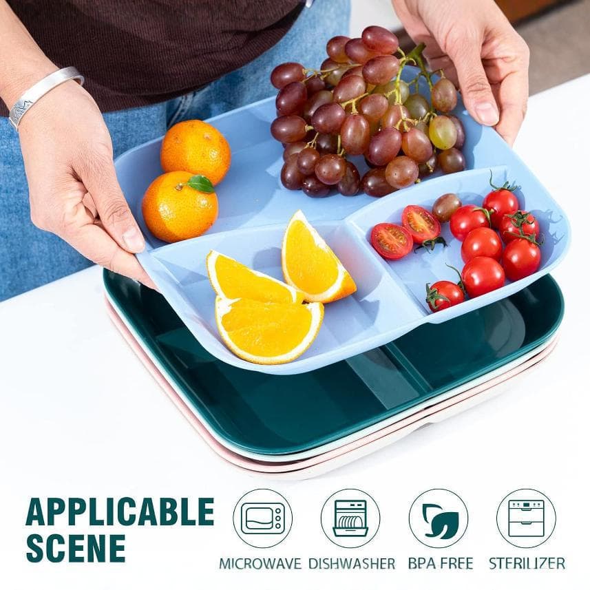 Cross-border Wheat Straw Weight Loss Square Sectioned Plate 5-Piece Set, Household Portion Control Breakfast Plate, Microwave Safe