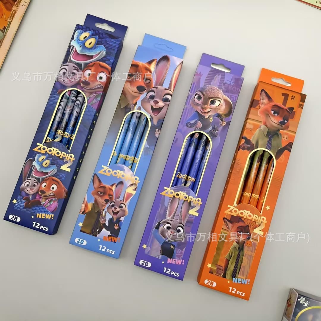 Zootopia 12-Pack HB Pencils with Eraser and Sharpener, Non-Toxic, Student Writing and Drawing Solid Pencils