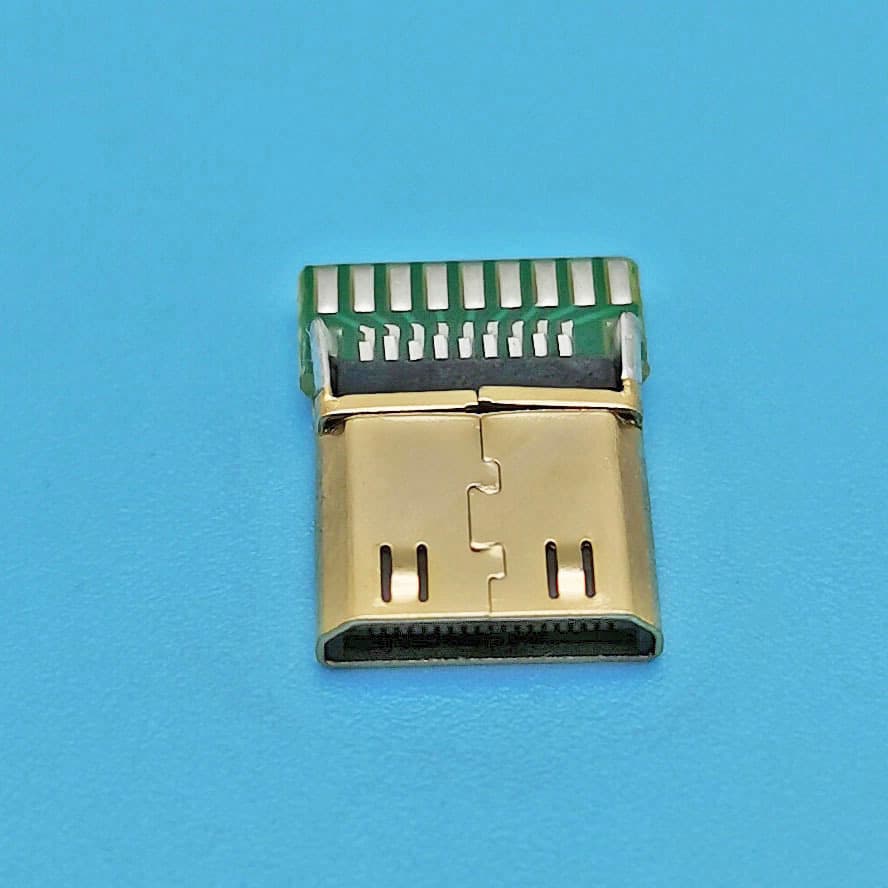 Mini 19P HDMI male wire soldering type HDMI C Type plywood soldering wire male connector