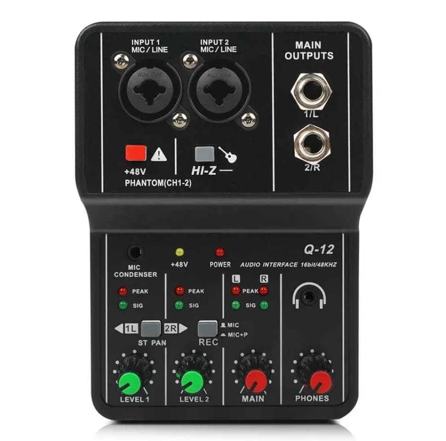 XTUGA Cross-Border Bluetooth Computer Sound Card Mixer Professional Stage Live USB Mini 48V Mixer Desktop
