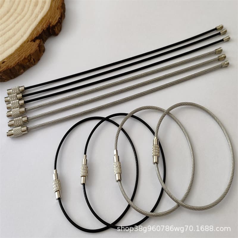 Spot wire rope ring keychain color rubberized wire ring wire lock buckle tag ring luggage tag