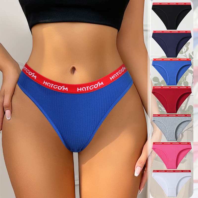 Cross-border pure cotton threaded girl's briefs solid color low-waist comfortable breathable double-layer women's underwear direct approval from the manufacturer
