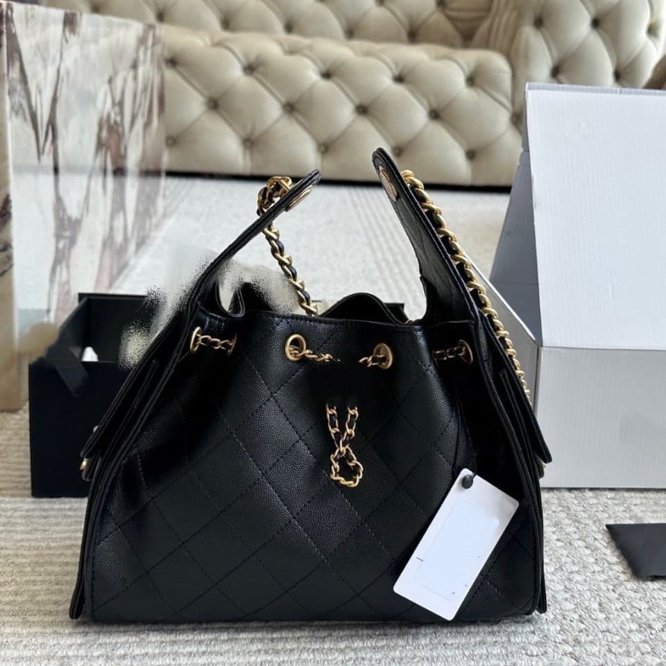 25bag Diamond Quilted Retro Hobo Small Bucket Bag, Large Capacity Drawstring Chain Shoulder Bag for Women