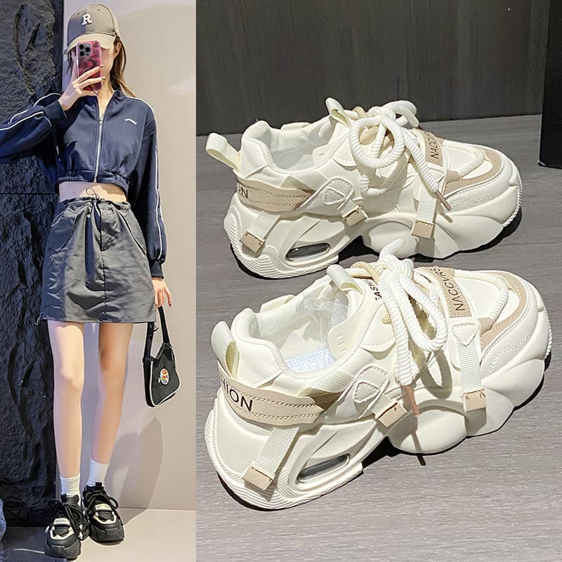 Korean-style New Dad Sneakers for Women 2026 Spring Student Running Sports Thick-Soled Heightening Casual Shoes YB2811