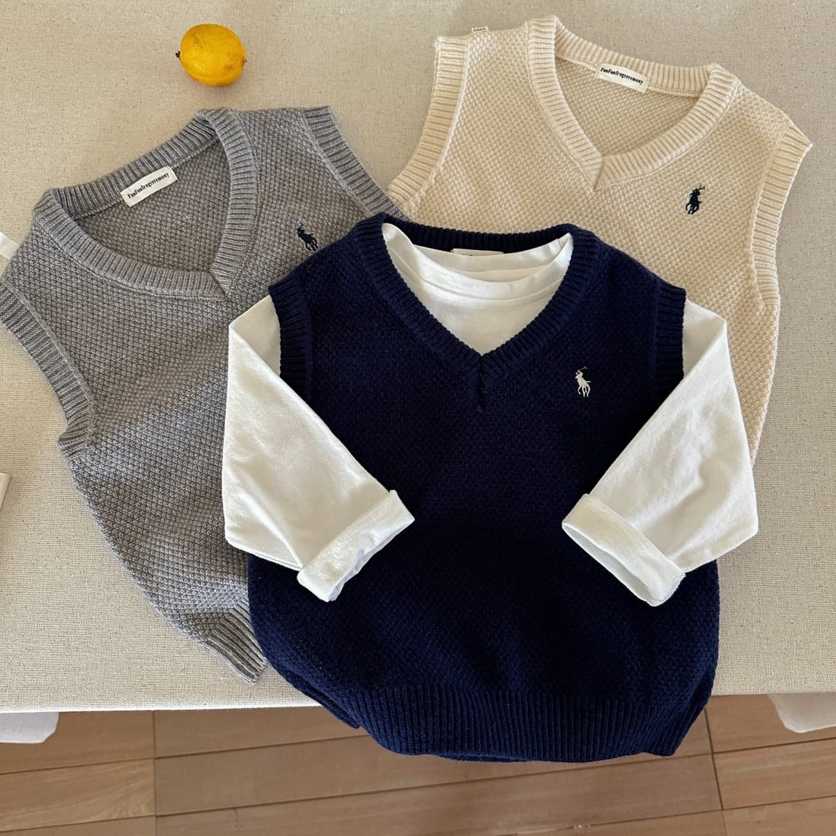 Kids Pullover Vest 2026 Spring Autumn New Boys Girls Solid Color Sweater Outer Layer Baby Fashionable Knit Vest