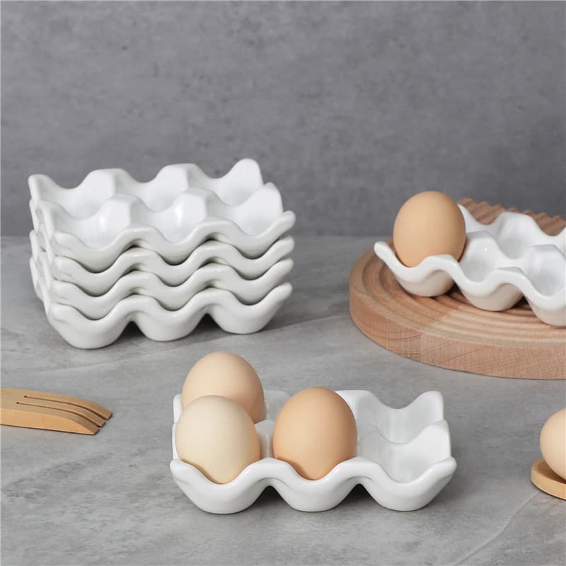 Creative Kitchen Storage Ceramic Egg Tray 6 Grid Egg Holder Refrigerator Egg Box Egg Rack Custom