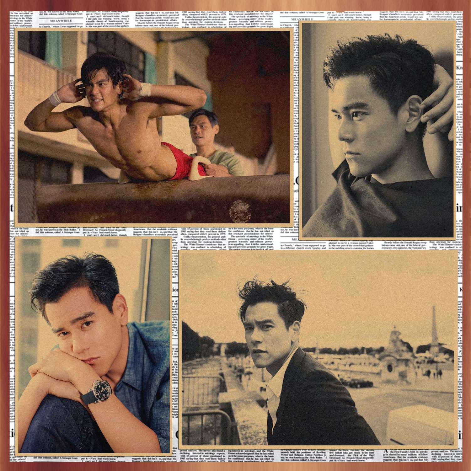 Eddie Peng Poster Muscular Man Gym Inspirational Retro Kraft Paper Decorative Wall Painting 174