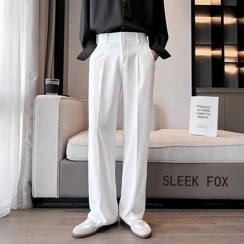 Trendy Korean-style Casual High-end American Suit Flared Pants for Men, Flowing Simple Straight-leg Dress Pants