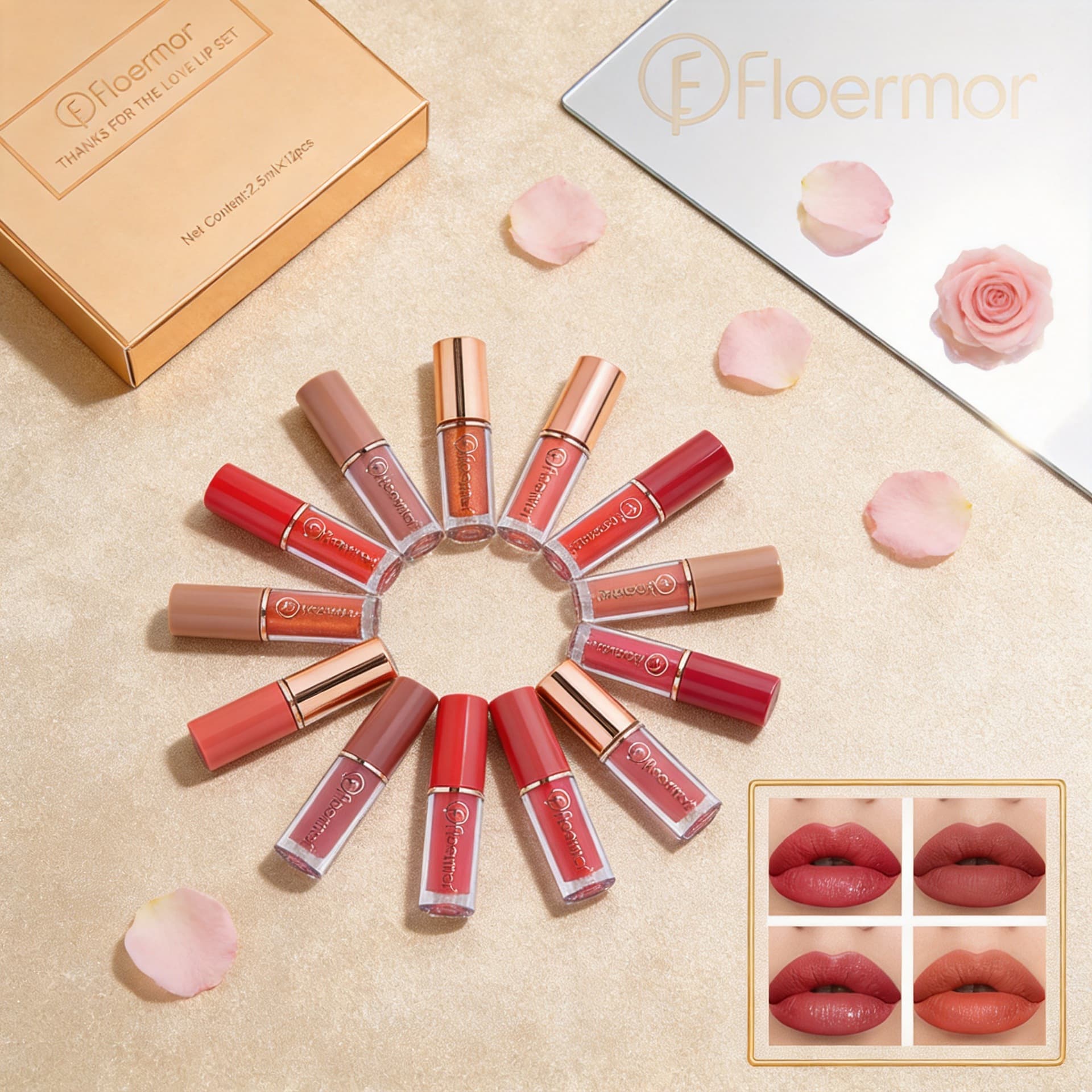 Cross-border Hot Selling New Lip Gloss Set 12 Colors Matte Lip Gloss Waterproof Non-stick Cup Matte Pearl Lipstick