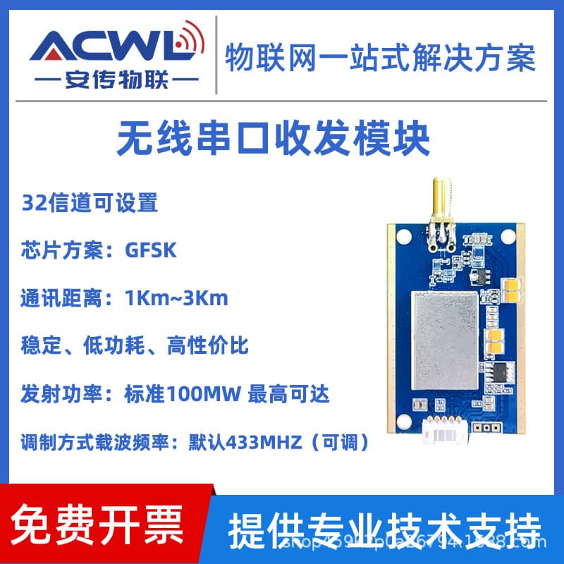 LoRa Acquisition Module 433M Wireless Serial Transparent Data Transmission PLC Communication 500IL Low Power IoT
