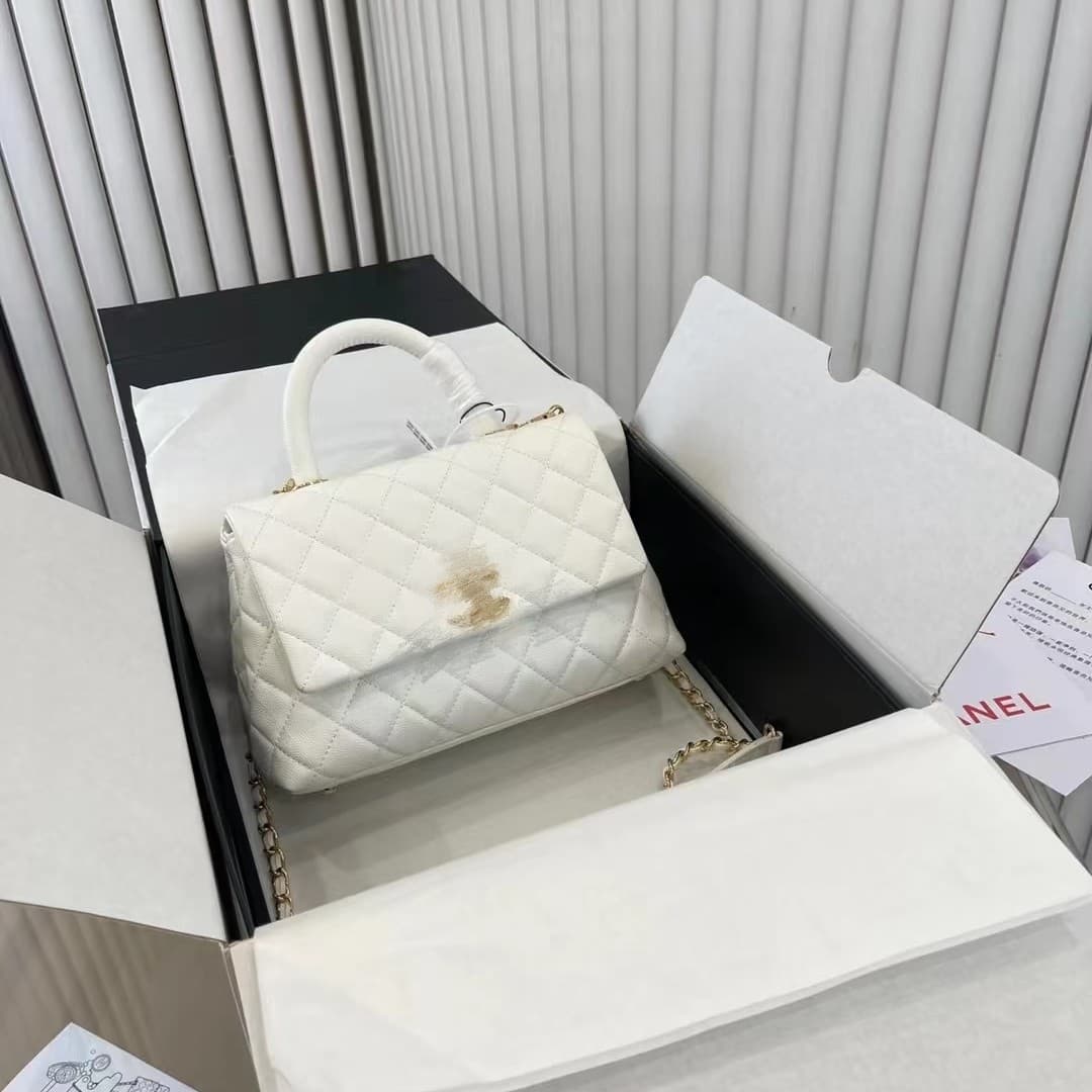 Chanel-style handle caviar diamond-quilted chain handbag vintage shoulder bag crossbody bag women's soft small square bag