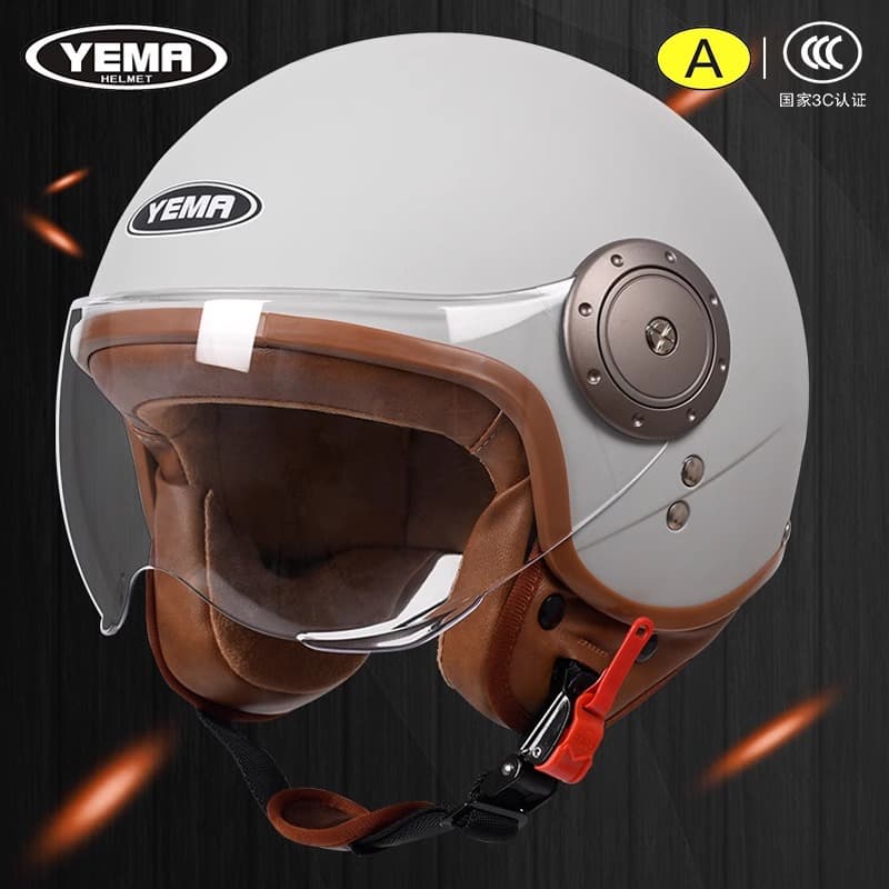 3C Certified Wild Horse Motorcycle Helmet, Unisex, Four Seasons, Autumn/Winter, Warm, Retro, Full Face Helmet, Half Helmet