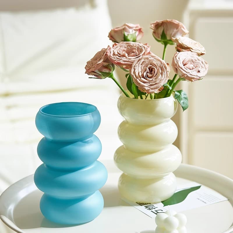 High-looking simple ins style medieval glass vase retro niche vase creative ornaments wholesale caterpillar