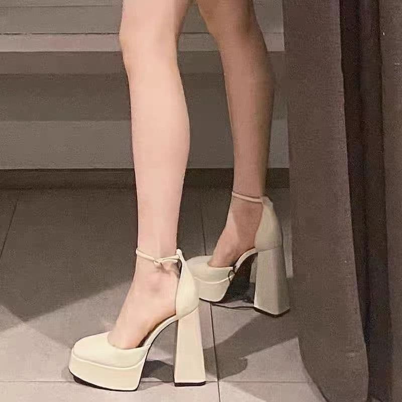 Women's Chunky Heel Mary Jane Pumps 2025 New Arrival, Platform Thick Sole, One-Strap Buckle, Ultra-High Heels for Petite Women