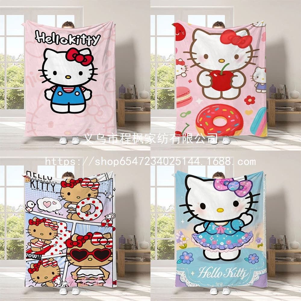 Cross-border hello kitty cat blanket thickened cartoon hello kitty blanket digital printing blanket blanket