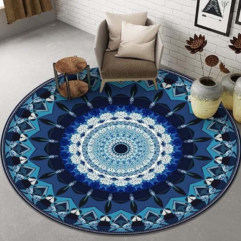 Cross-border Crystal Velvet Carpet Round Ethnic Style Easy-to-Clean Absorbent Carpet Large Area Insulation Carpet for Living Room