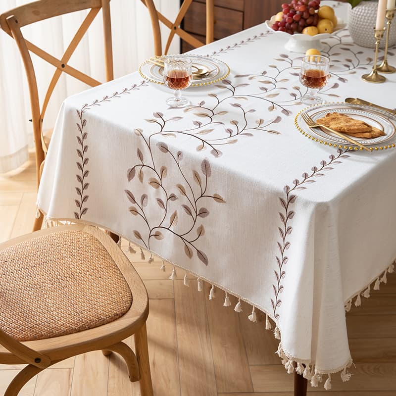 Nordic white waterproof and dustproof tablecloth ins style cotton and linen fabric coffee table rectangular conference desk tablecloth wholesale