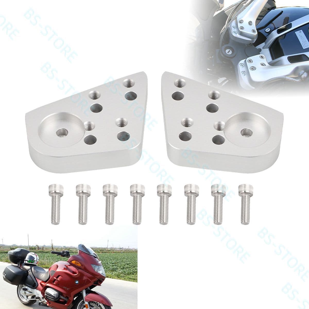 Motorcycle Handlebar Riser Handlebar Lift Kit Motorcycle Accessories Handlebar Stem Aluminum Alloy CNC Anodized Silver