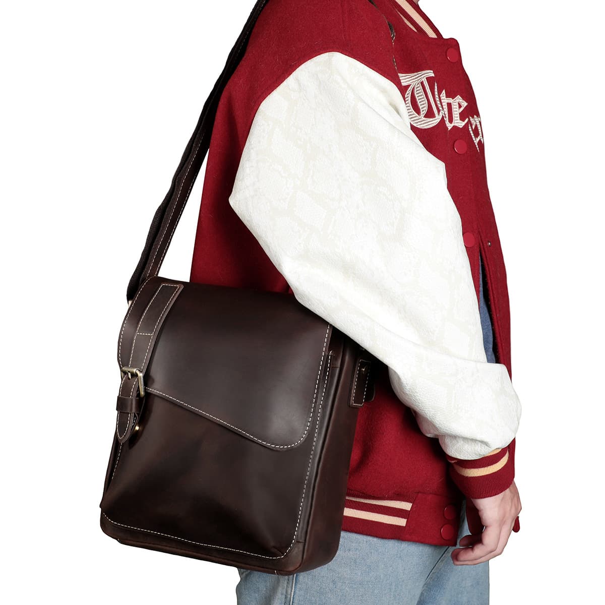 Factory Wholesale Vintage Crazy Horse Leather Men's Crossbody Bag Top Layer Cowhide Men's Bag Tablet iPad Bag Shoulder Bag