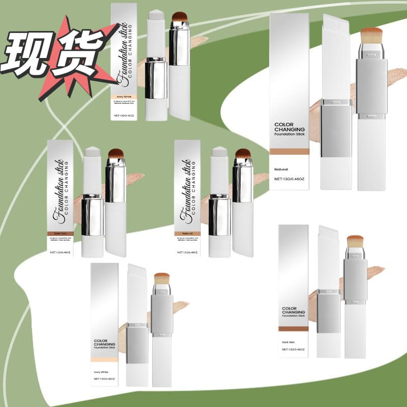 Blanc Cover Cream Stick V Foundation Stick, Double-ended with Brush, Lightweight and Smooth Foundation