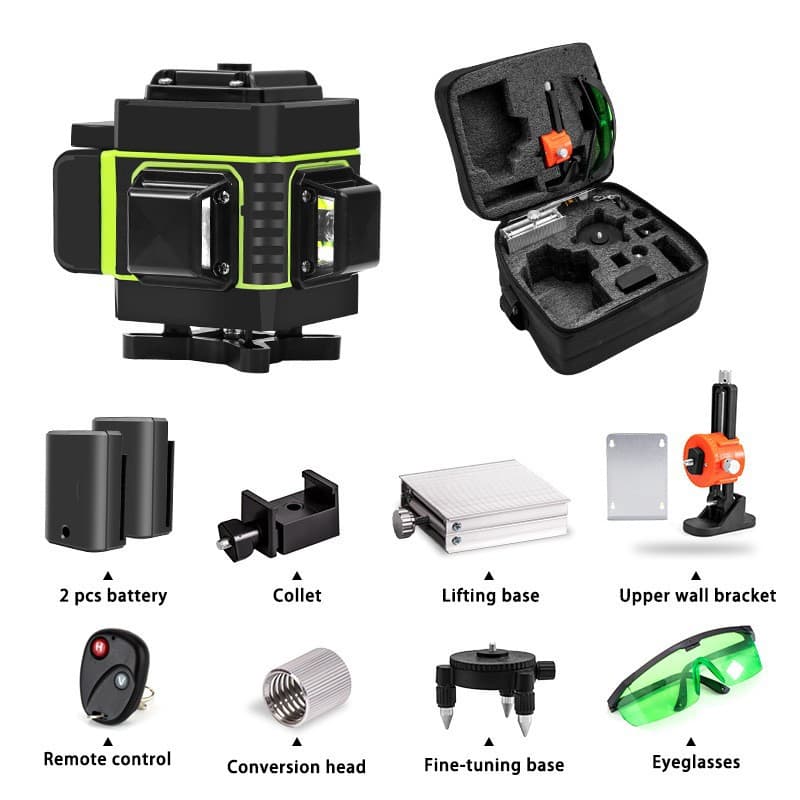 Green Light 16-Line High Precision Bright Thin Line Wall and Floor Mount Outdoor Auto Line Infrared Level