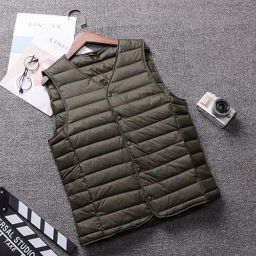 White Duck Down Autumn/Winter New Men's Lightweight V-Neck Down Vest Short Sleeveless Inner Lining Vest