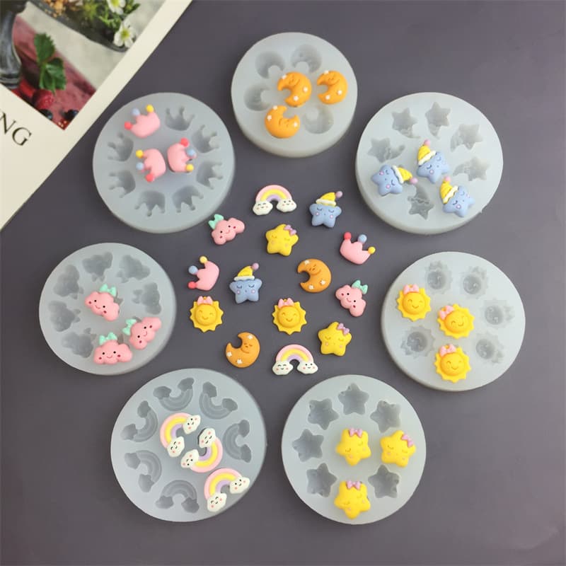 Sun, Moon, Cloud, Star, Rainbow, Crown DIY Silicone Mold for Chocolate, Fondant, Mousse Cake Decoration