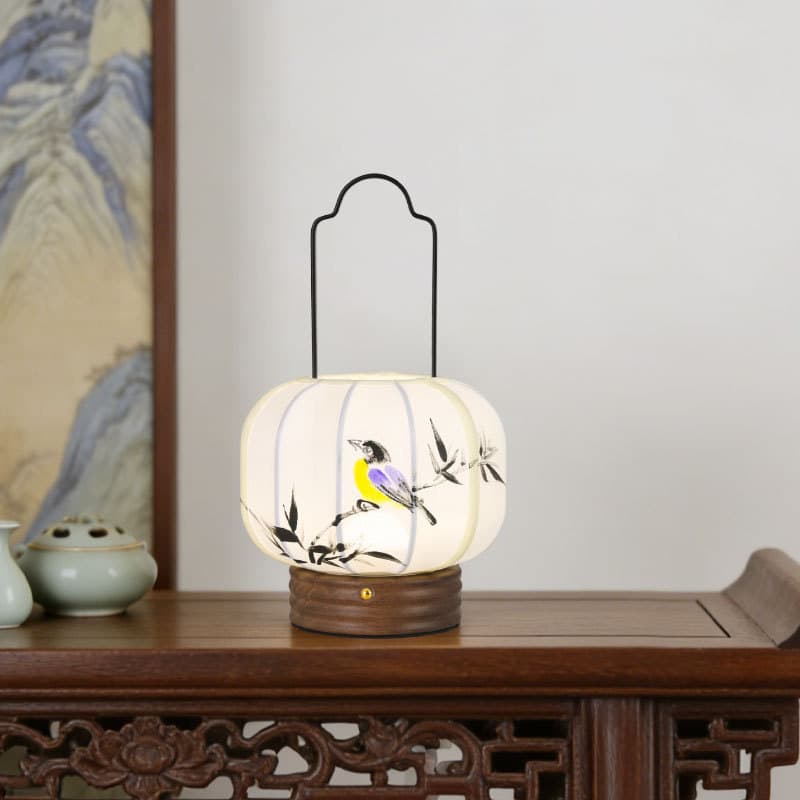 Chinese-style Handheld Lantern Vintage Rechargeable Table Lamp Bedside Night Light for Bedroom, Song Dynasty Aesthetic Study Tea Table Decorative Ornament