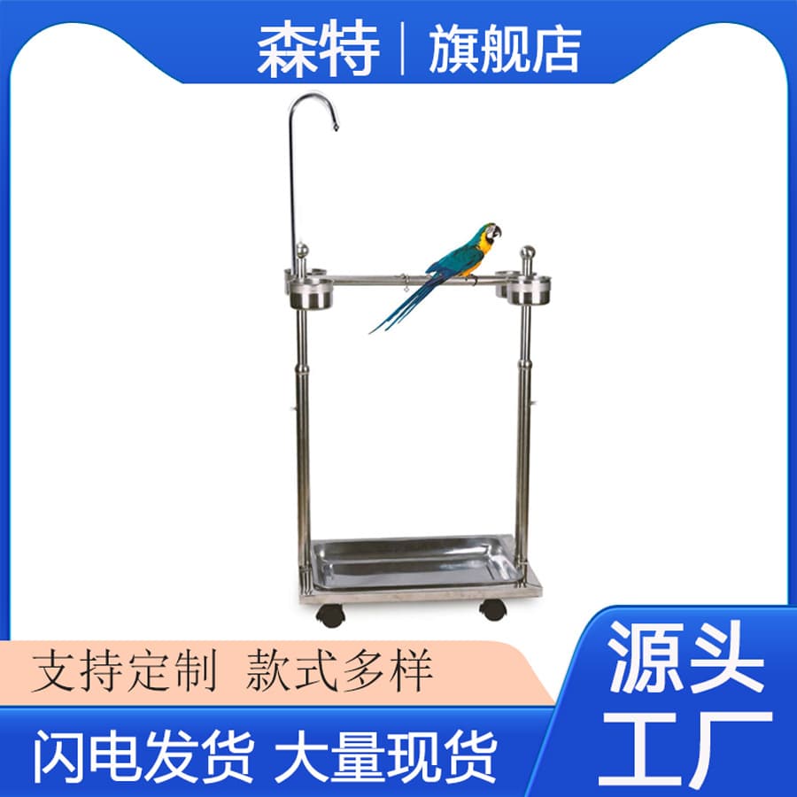Parrot Stainless Steel Stand Bird Perch Frame Pet Bird Perch Ornamental Bird Stand Bird Foot Ring Chain Bird Stand