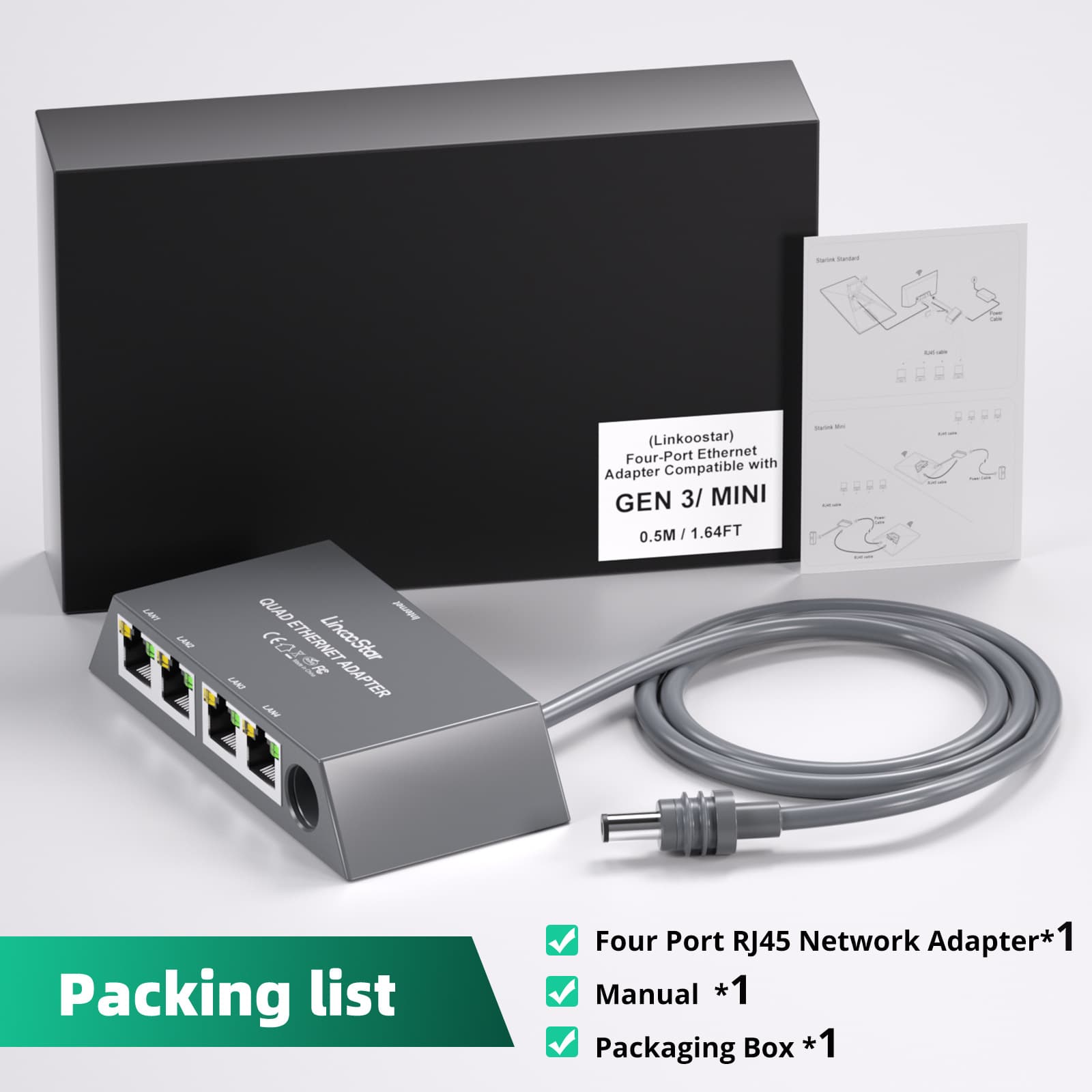LinkooStar's new 4-port mini Ethernet gigabit network adapter RJ45 network adapter box