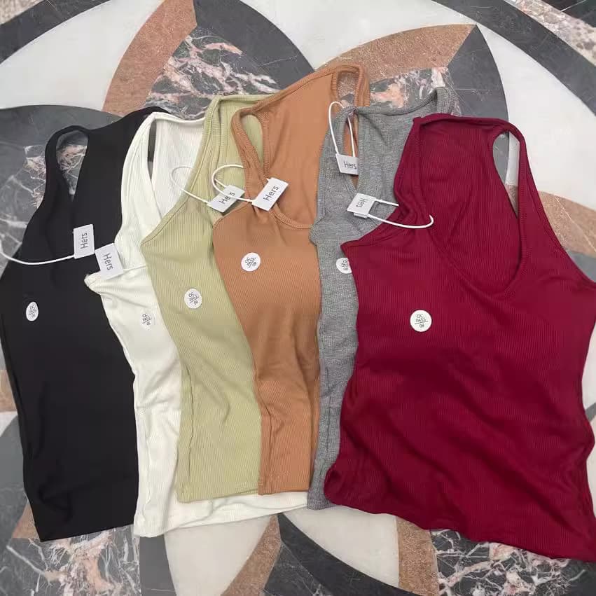 Hers Original Korean Fashion Versatile U-Neck Camisole Bra Top Slim Fit Vest 9458