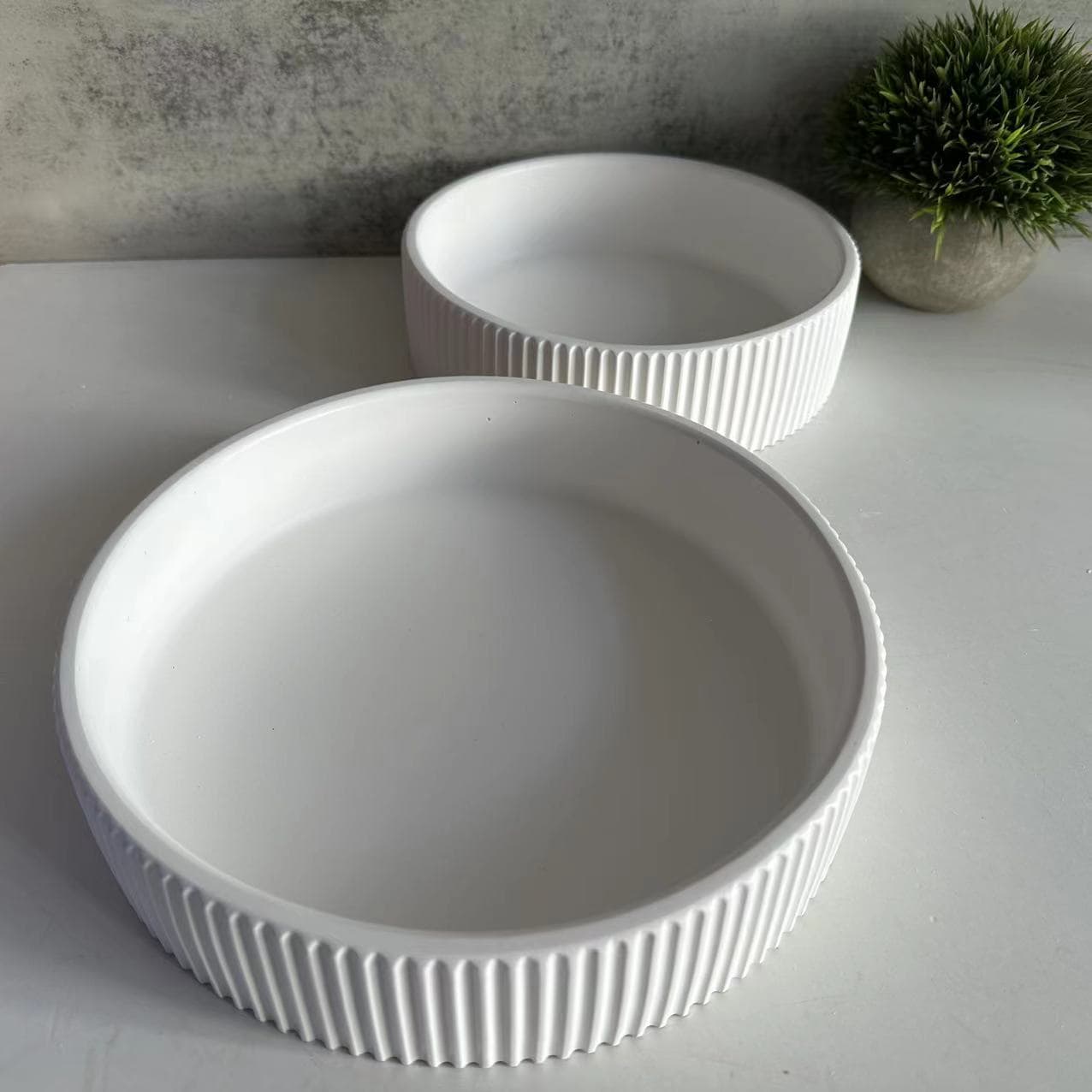 Vertical Striped Storage Bowl Silicone Mold, Large and Small Striped Storage Container Plaster Mold, Glue Mold