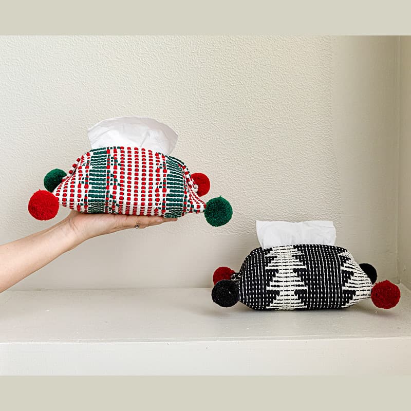 Christmas limited edition fabric tissue cover, Nordic Instagram cotton woven colorful ball pull-out tissue bag, B&B soft furnishings.