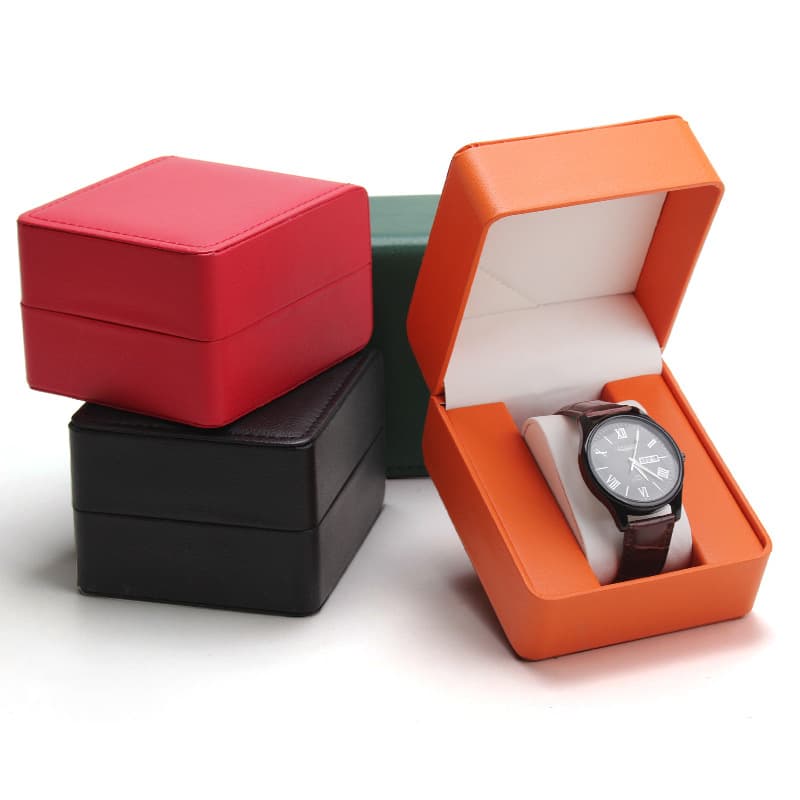 Jingxin PU leather frosted rounded corner watch box display box, high-end watch packaging box, gift storage box wholesale